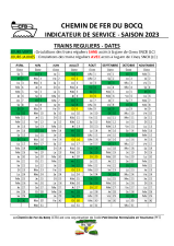 Dates et horaires des trains spéciaux